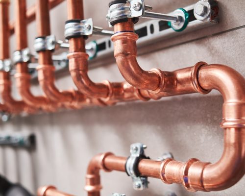 Plumbing,Service.,Copper,Pipeline,Of,A,Heating,System,In,Boiler